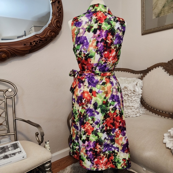 WardorbeA Multi Color Faux Wrap Dress With Belt - Picture 7 of 14